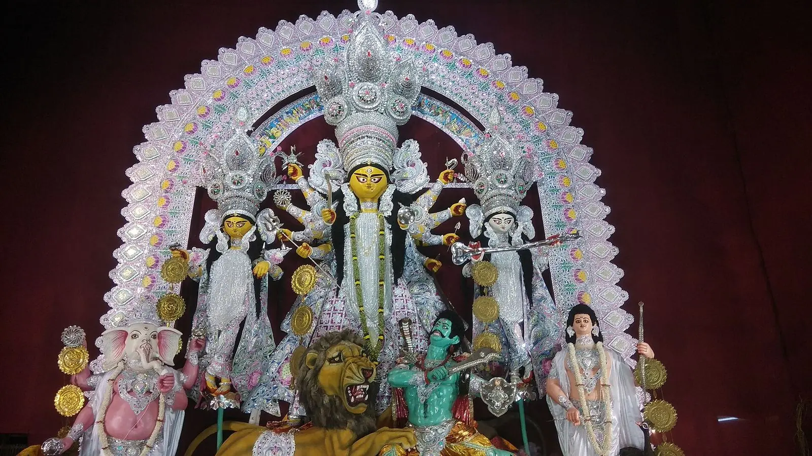 Idol of Goddess Durga in a Panadal at Kolkata 11