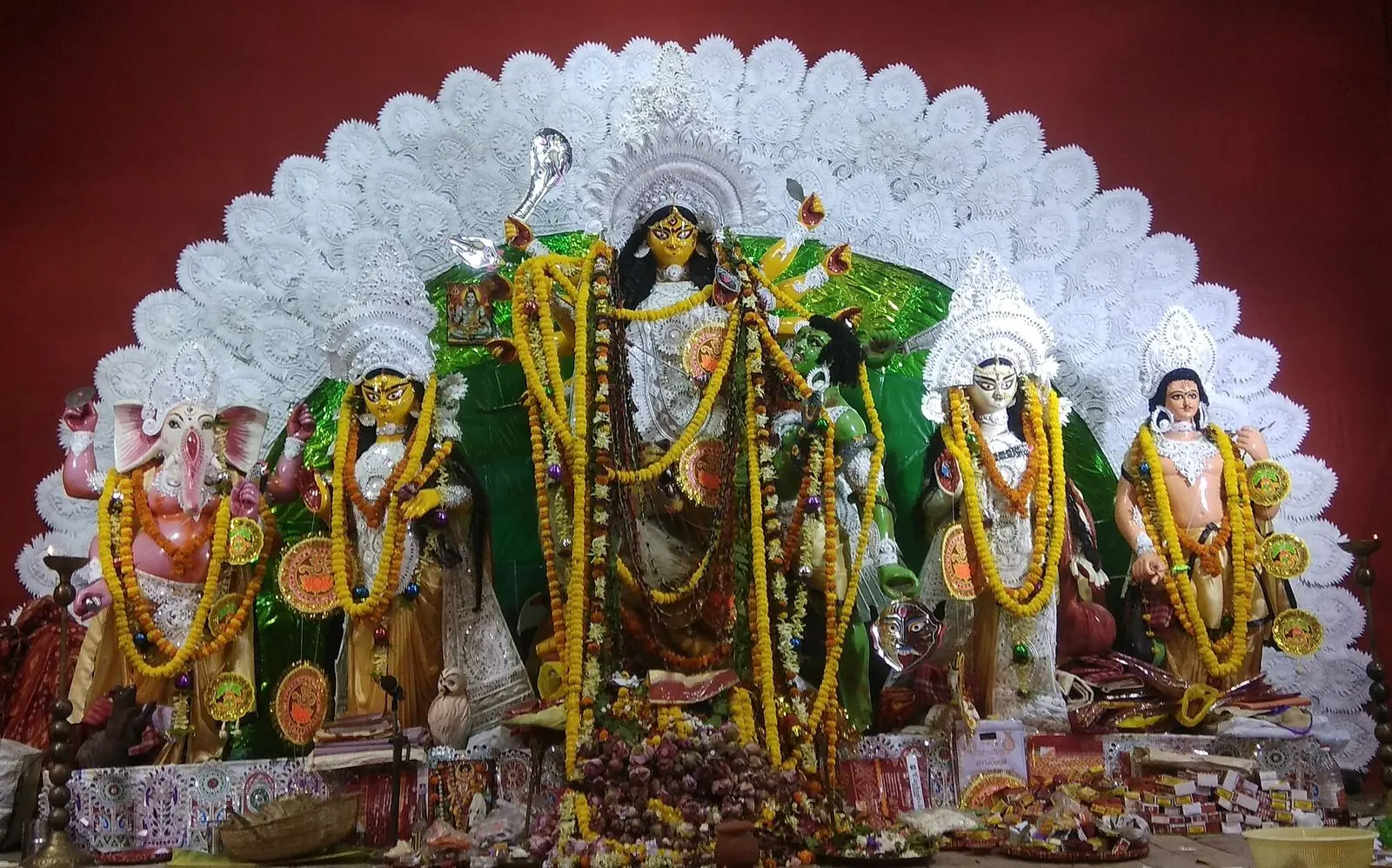 Idol of Goddess Durga in a Panadal at Kolkata 42